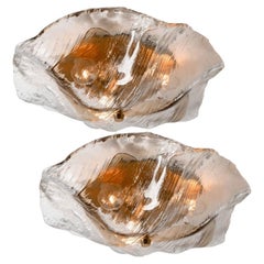 One of Five J.T. Kalmar Franken Brown and Clear Flush Mounts Wall Lights, 1960