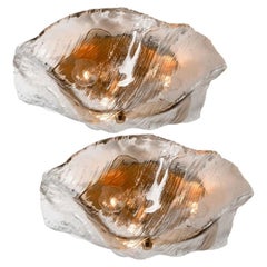 One of Five J.T. Kalmar Franken Brown and Clear Flush Mounts Wall Lights, 1960