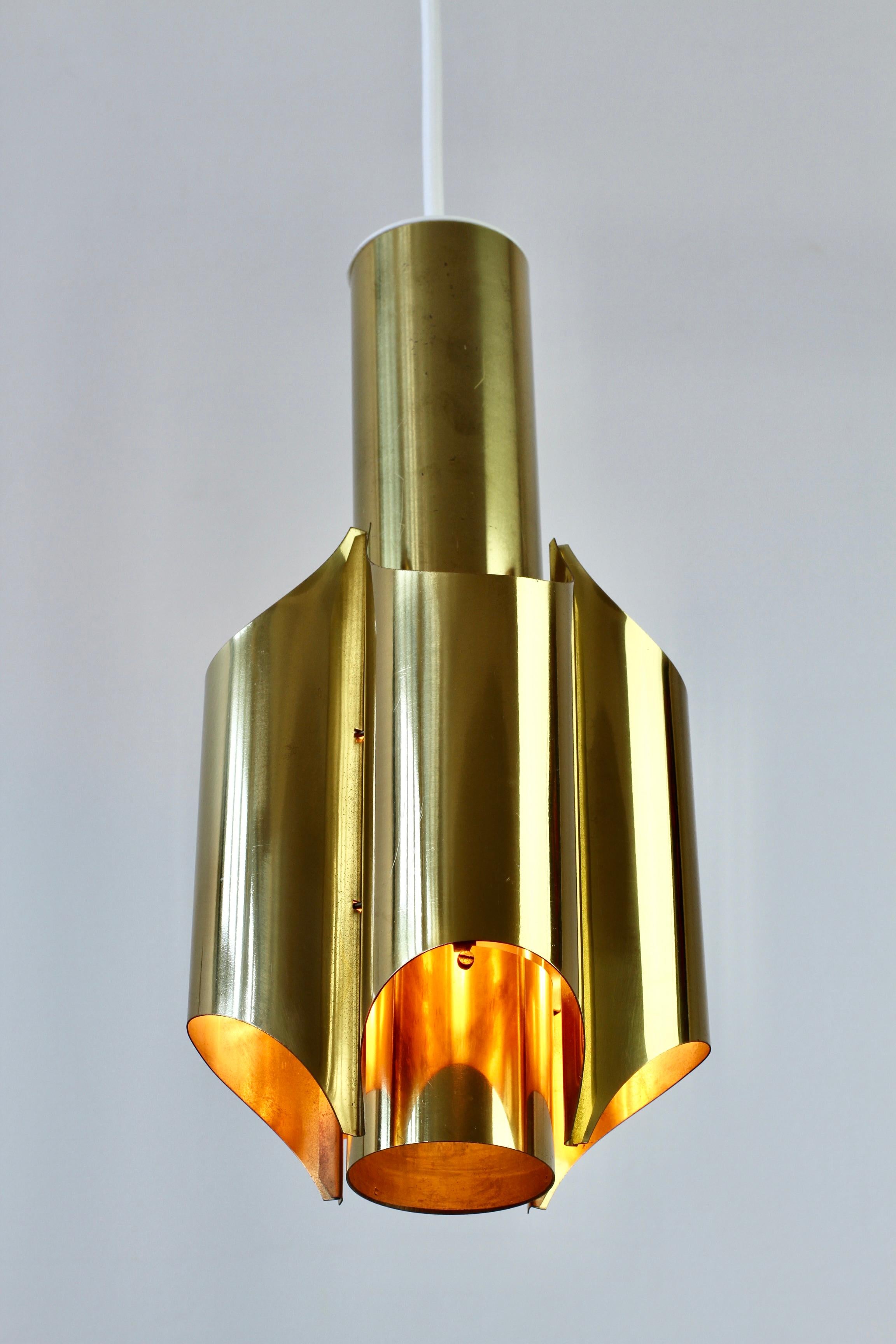 20th Century Single RAAK Organ Style Vintage Mid-Century Brass Pendant Light Lamp Fixture For Sale