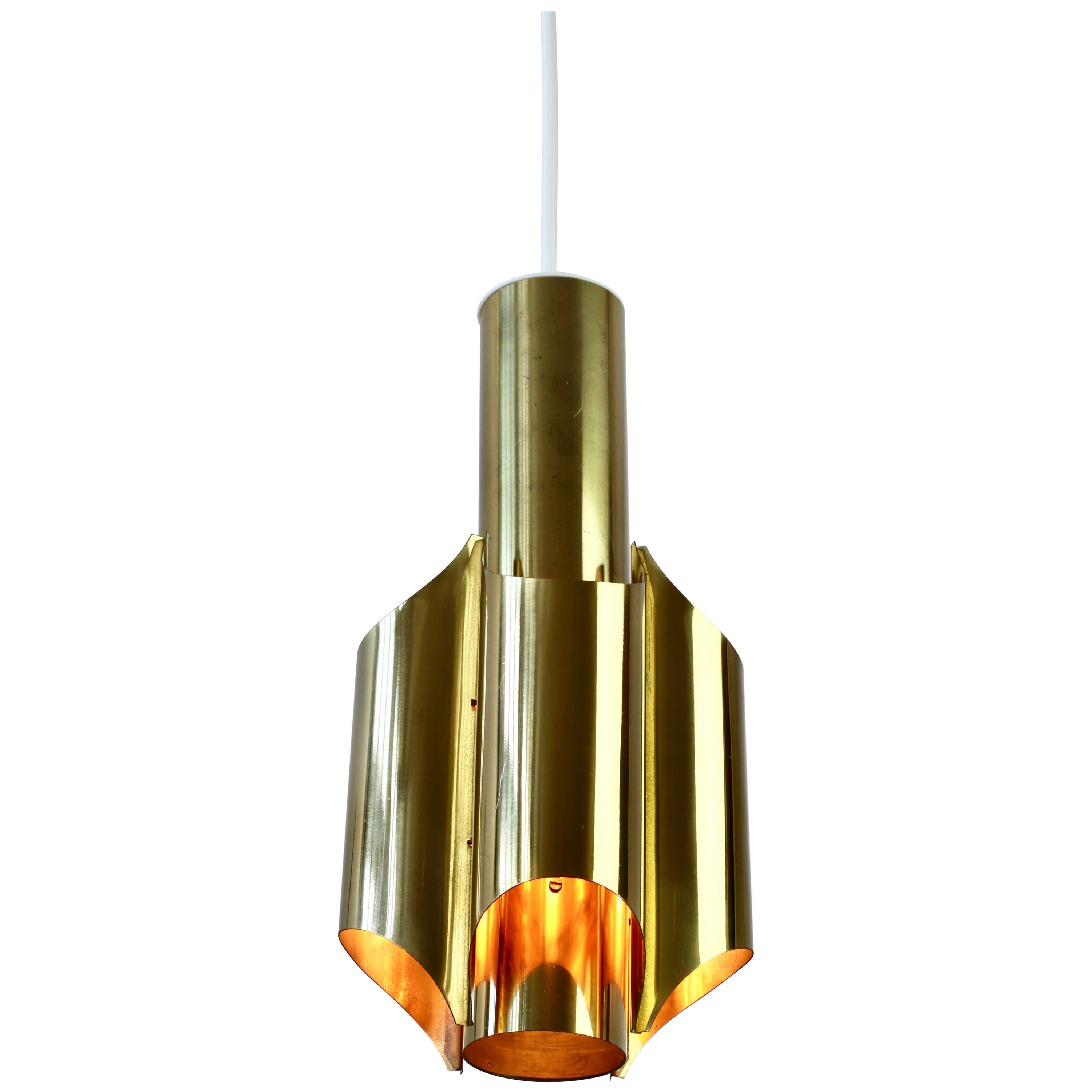 Single RAAK Organ Style Vintage Mid-Century Brass Pendant Light Lamp Fixture For Sale