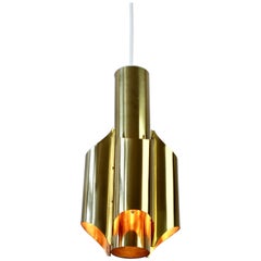 Single RAAK Organ Style Vintage Mid-Century Brass Pendant Light Lamp Fixture