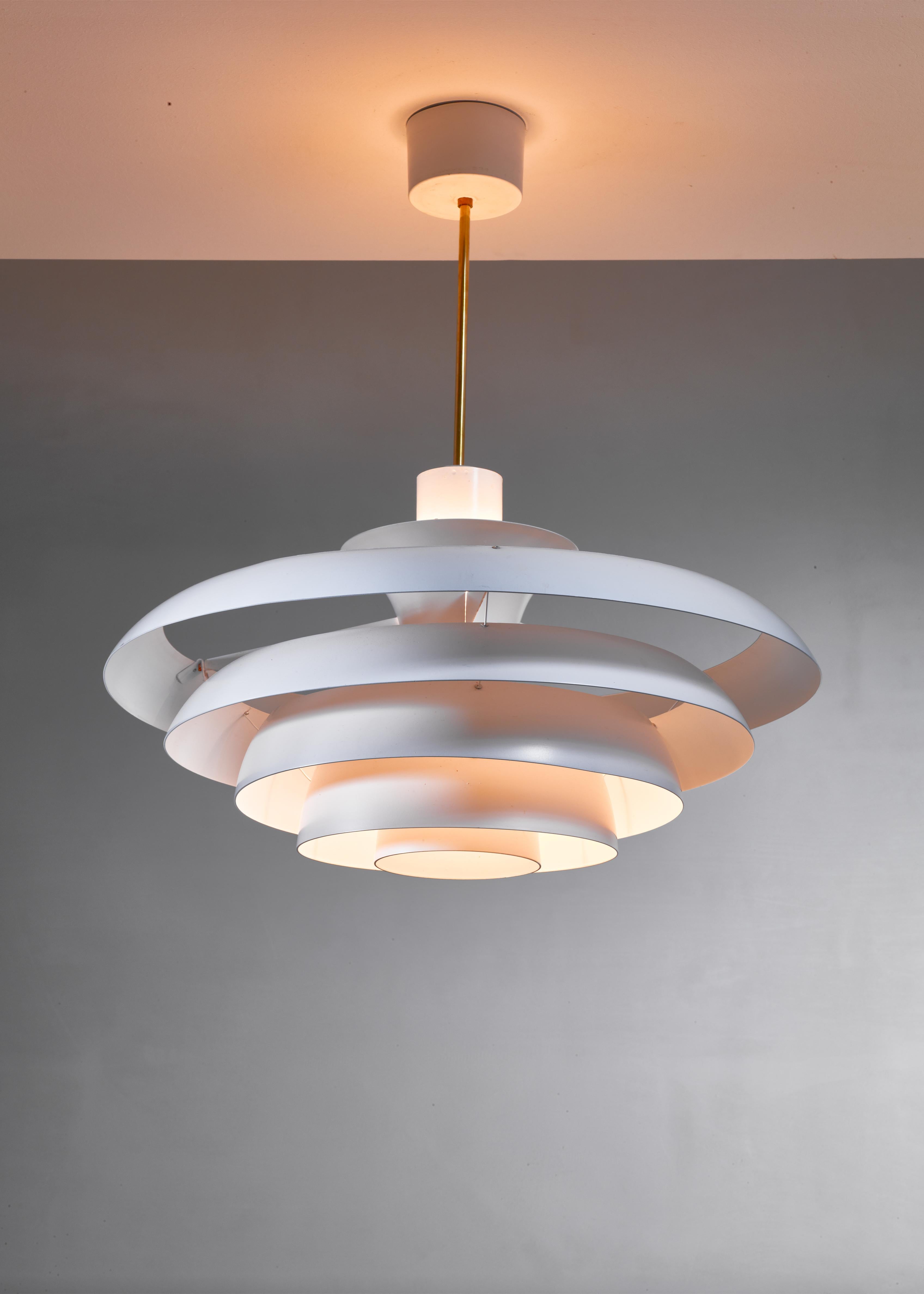 Swedish One of Five White Metal Pendant Lamps, Sweden