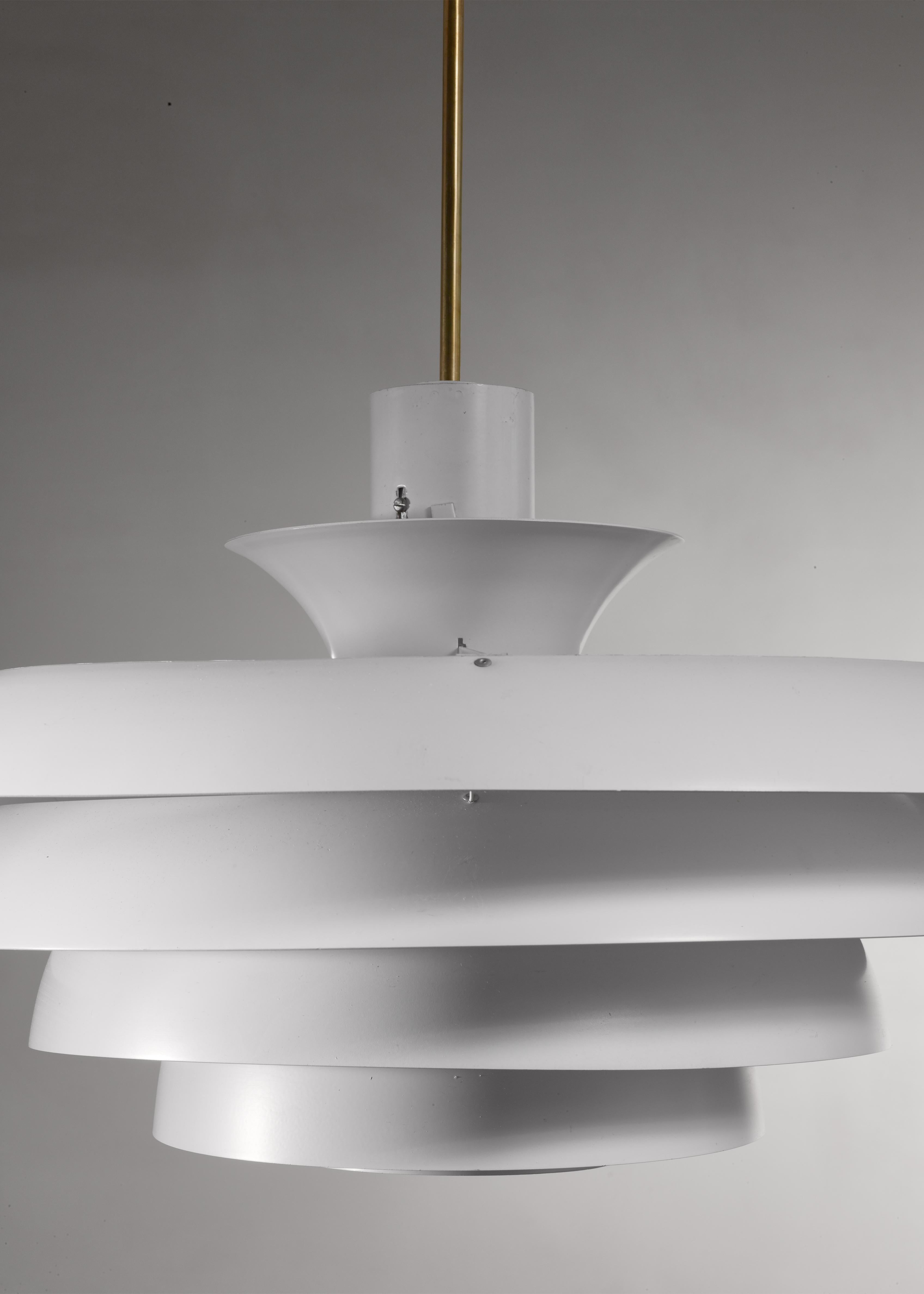 Lacquered One of Five White Metal Pendant Lamps, Sweden