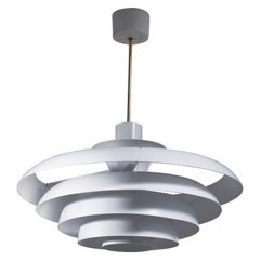 One of Five White Metal Pendant Lamps, Sweden