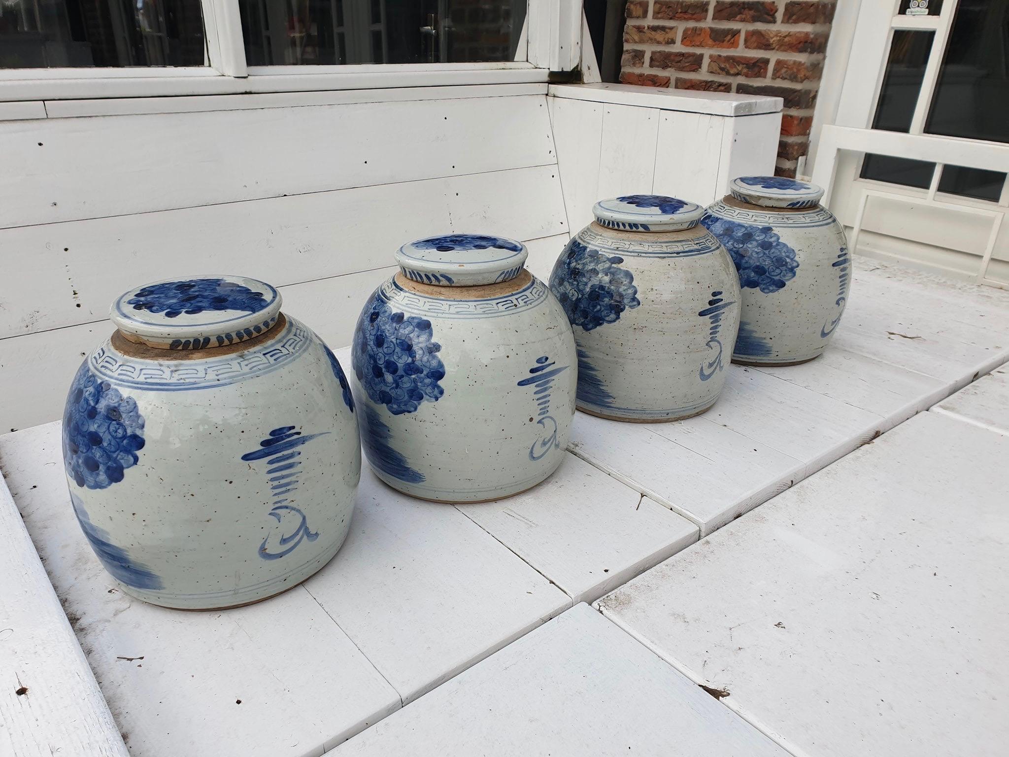 One of Two Chinese Porcelain Glazed Figural Ginger Jars with Lids, 19th Century For Sale 6