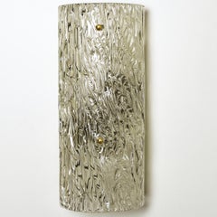 One of Four Large Modern Brass Ice Glass Wall Lights by J. T. Kalmar, 1960s