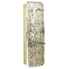 One of Four Large Modern Brass Ice Glass Wall Lights by J. T. Kalmar, 1960s