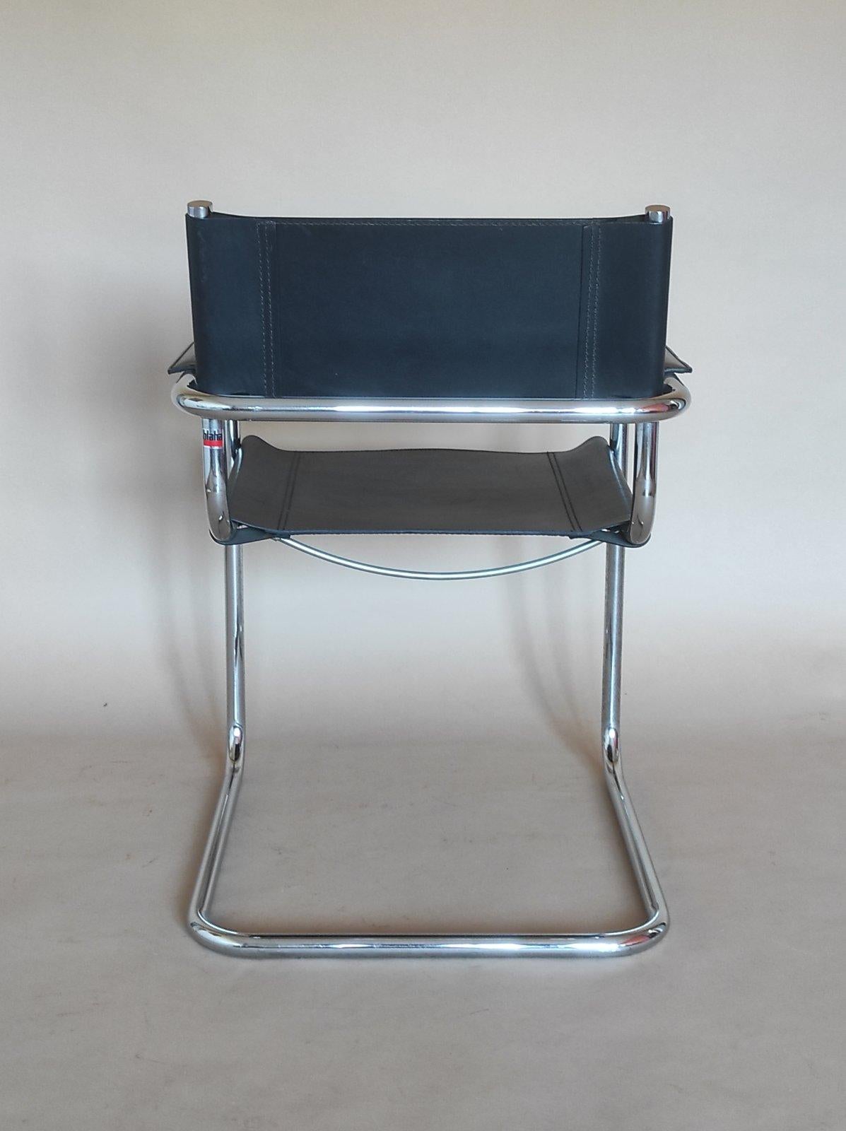 One Of Four Mart Stam Leather  Cantilever Chair By BLAHA Austria 1960s For Sale 5