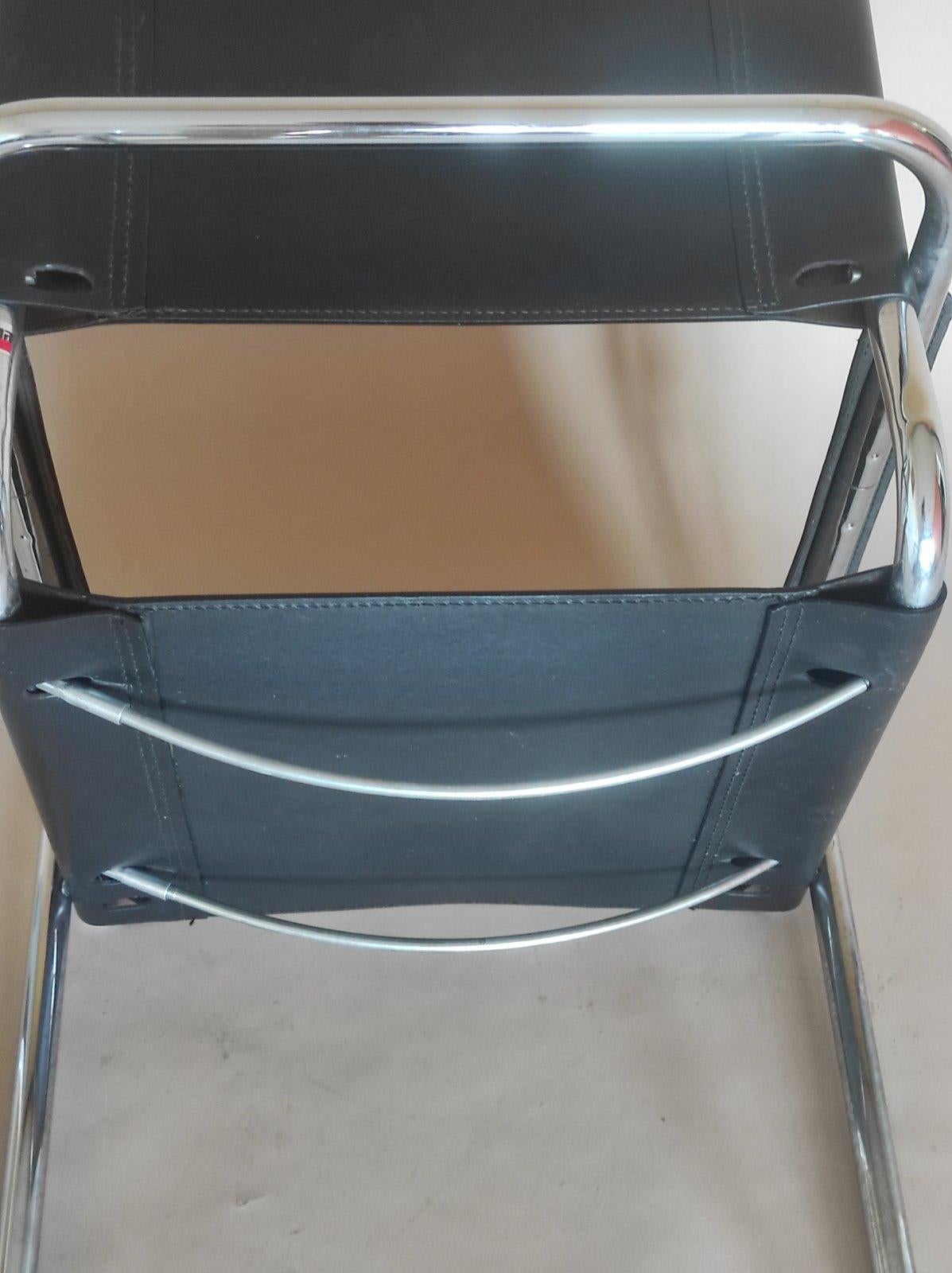 One Of Four Mart Stam Leather  Cantilever Chair By BLAHA Austria 1960s For Sale 6