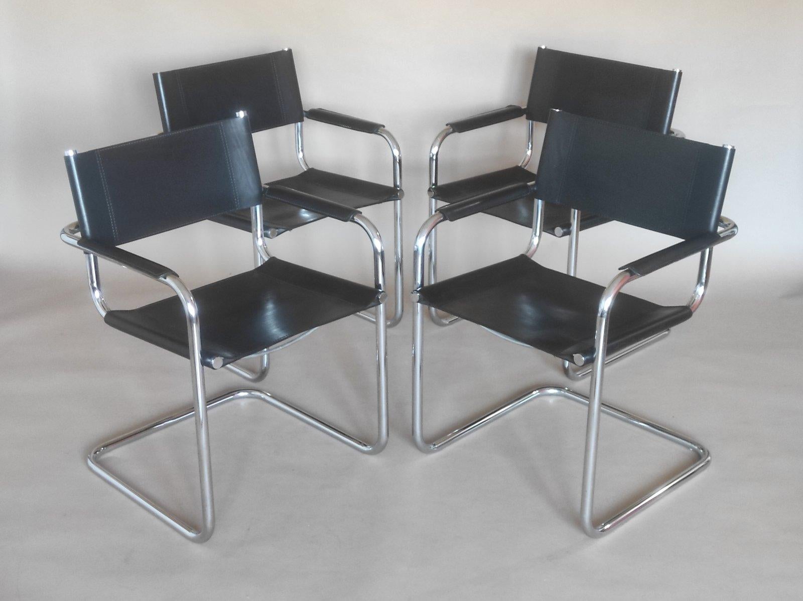 Mid-Century Modern One Of Four Mart Stam Leather  Cantilever Chair By BLAHA Austria 1960s For Sale