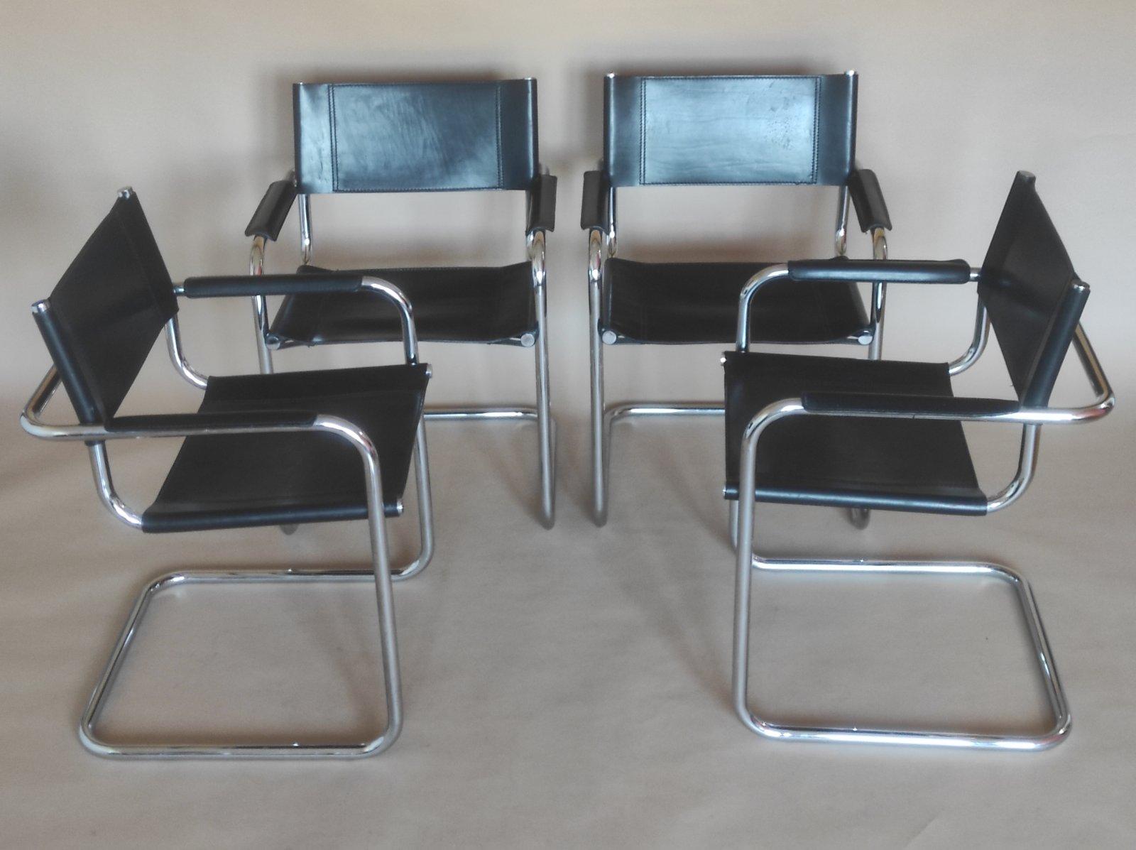 Austrian One Of Four Mart Stam Leather  Cantilever Chair By BLAHA Austria 1960s For Sale