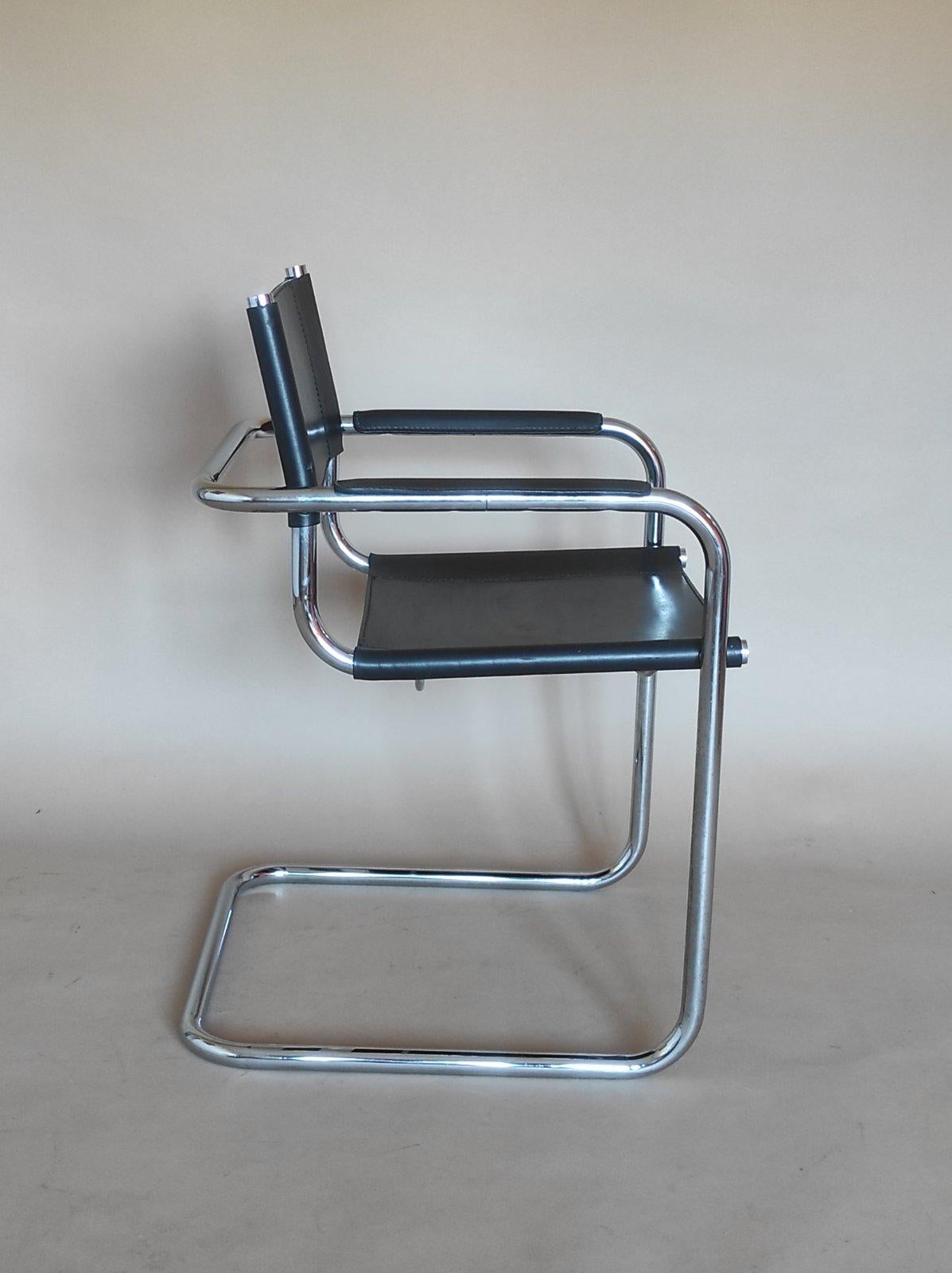Mid-20th Century One Of Four Mart Stam Leather  Cantilever Chair By BLAHA Austria 1960s For Sale