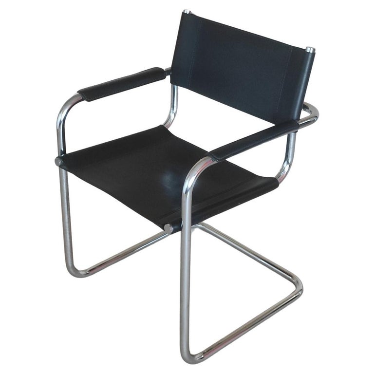 One Of Four Mart Stam Leather  Cantilever Chair By BLAHA Austria 1960s