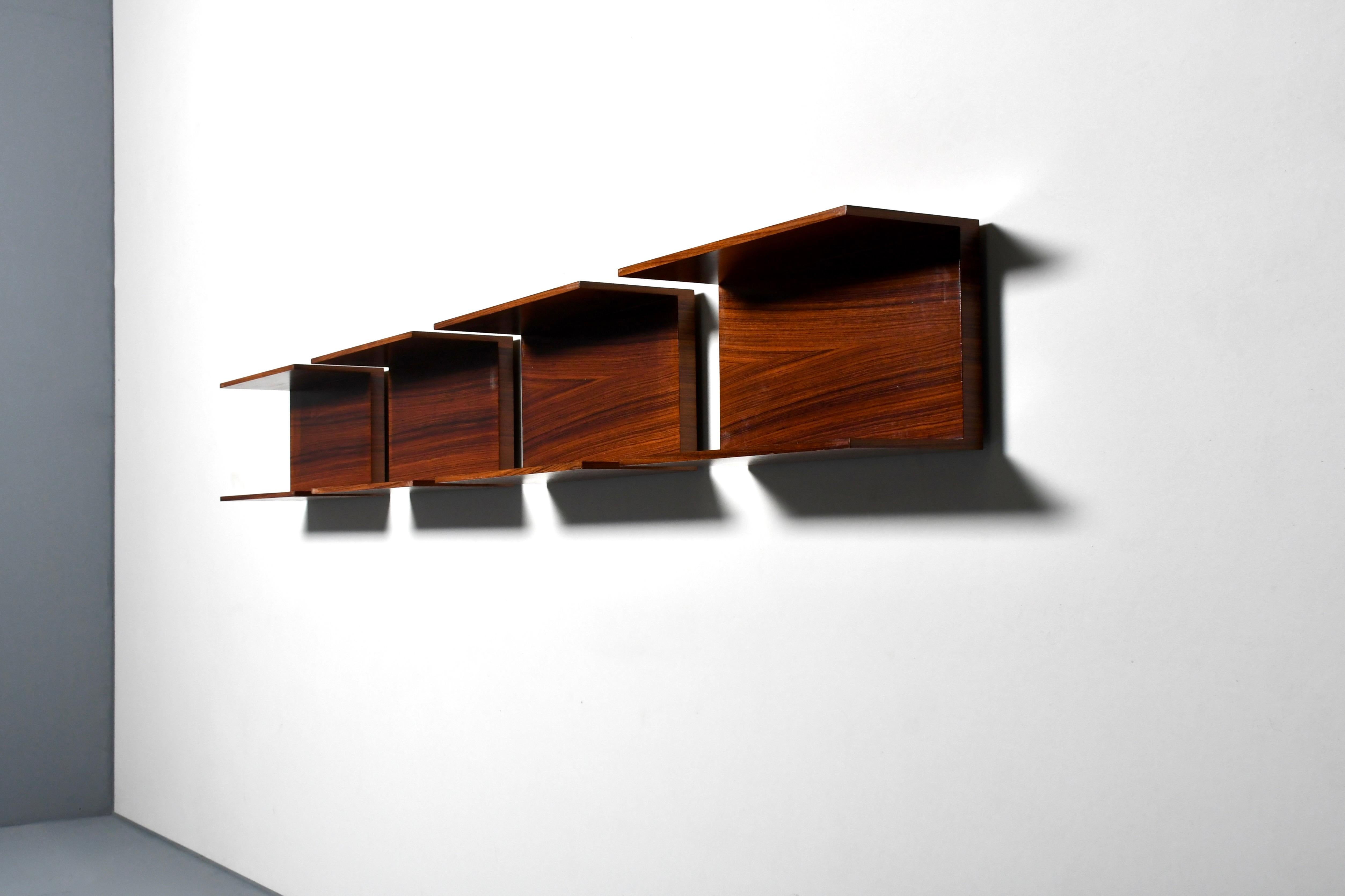 German One of Four Rosewood Wall Shelves by Walter Wirz for Wilhelm Renz, 1960s