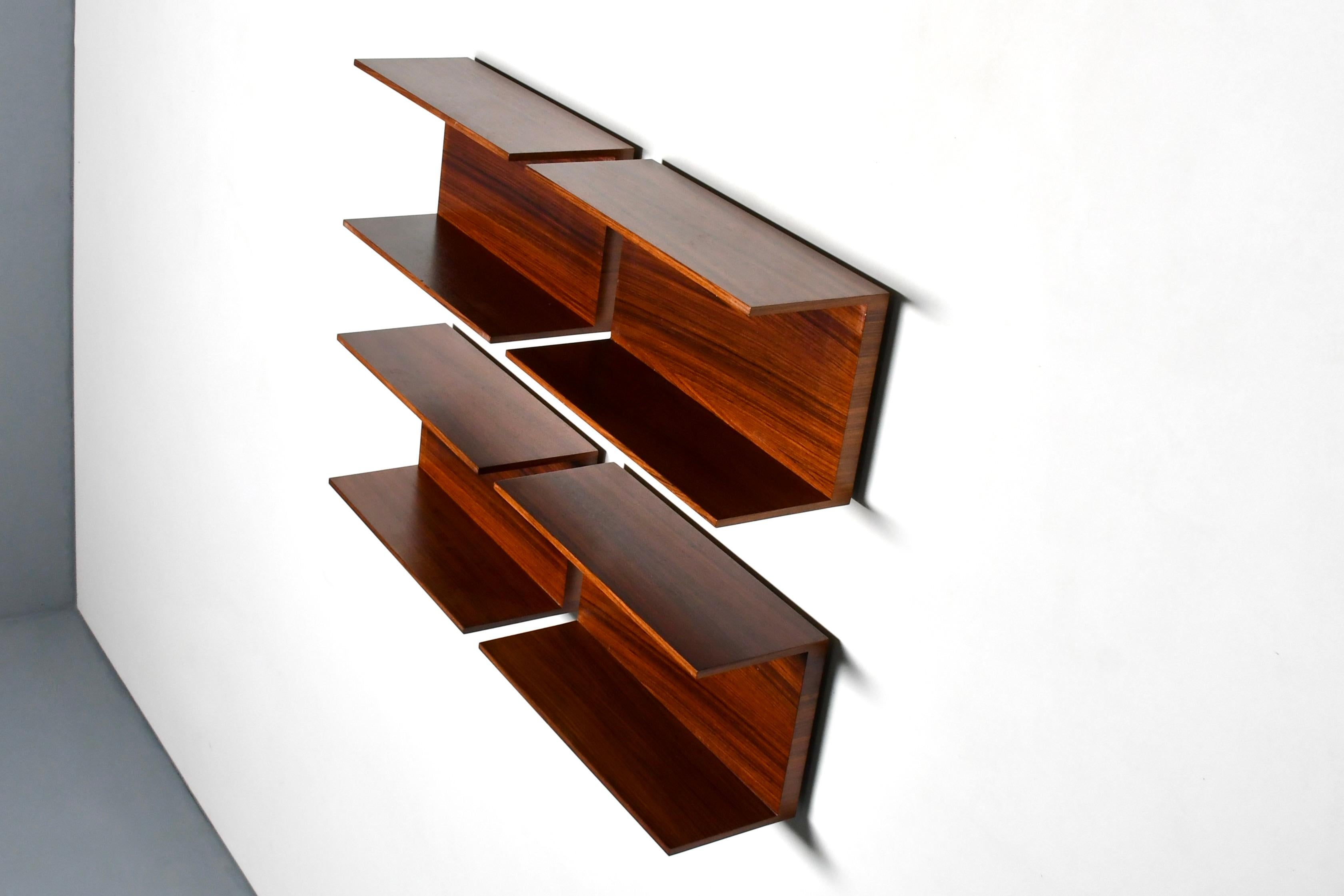 20th Century One of Four Rosewood Wall Shelves by Walter Wirz for Wilhelm Renz, 1960s