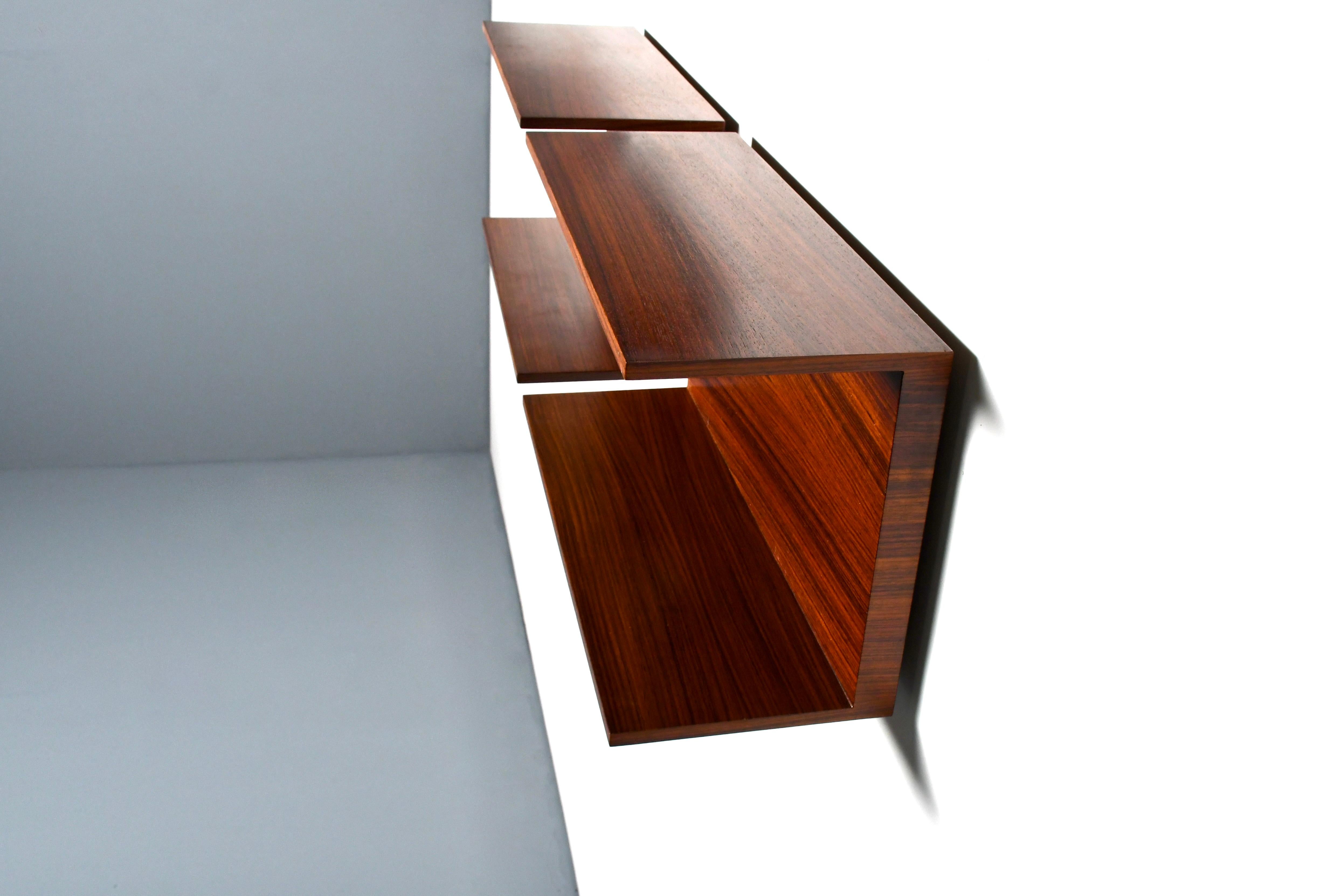 Wood One of Four Rosewood Wall Shelves by Walter Wirz for Wilhelm Renz, 1960s