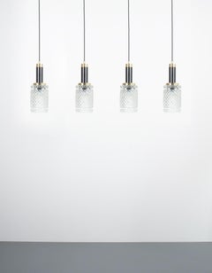 One of Four Pendant Lamps Crystal Glass attributed to Stilnovo, circa 1962