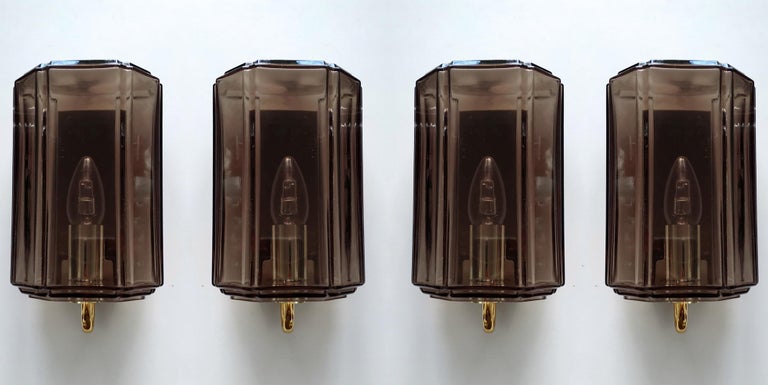 Brass One of German Vintage Blown Glass Sconce Wall Light, 1960s For Sale