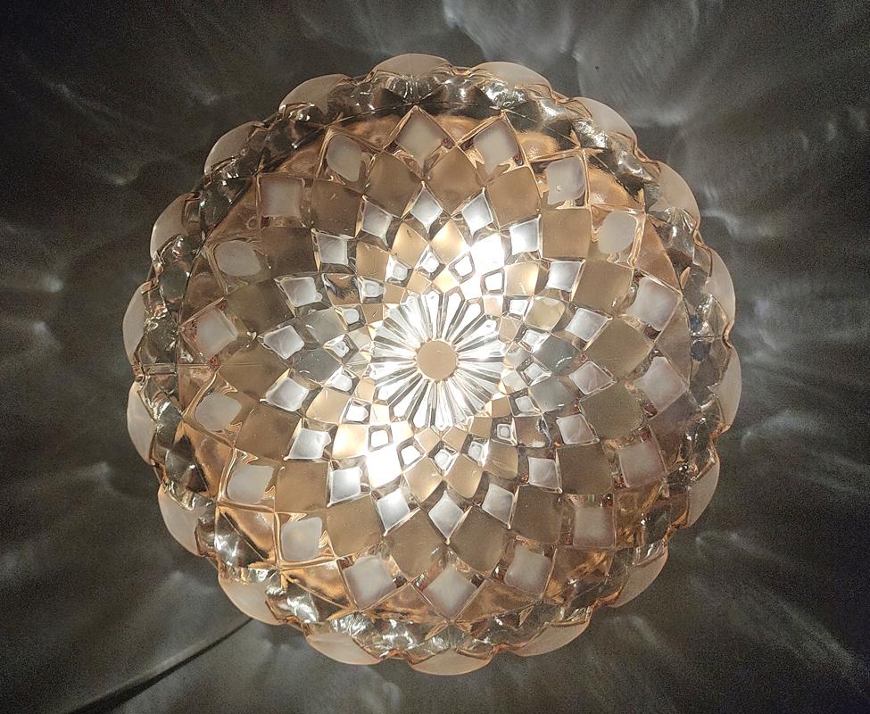 One of... German Vintage Glass Ceiling or Wall Light Flush Mount, 1960s In Good Condition In Berlin, DE