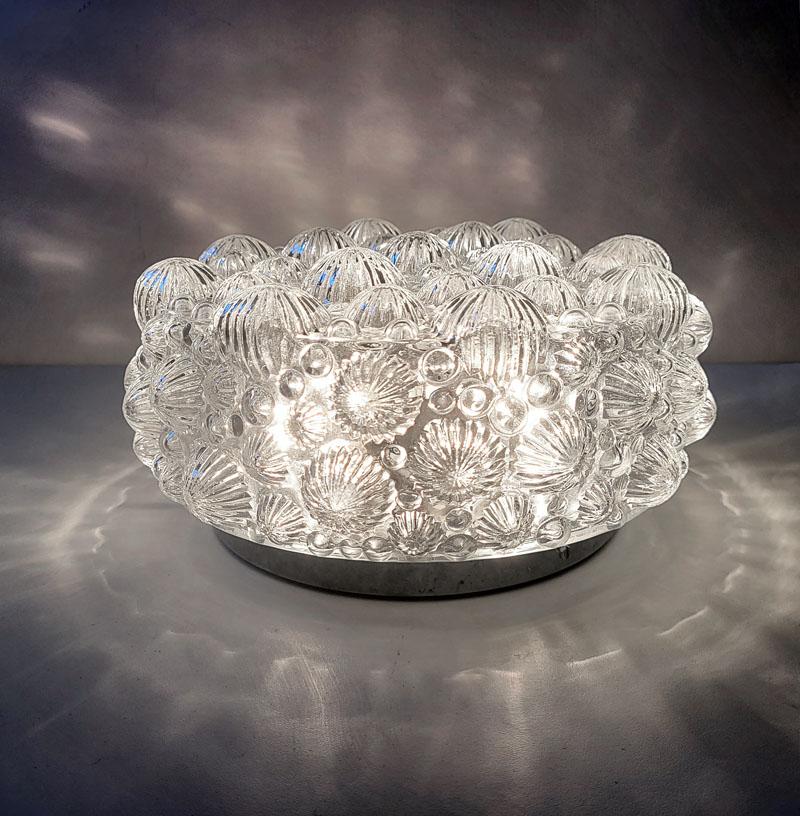One of German Vintage Glass Ceiling or Wall Light Flushmount, 1960s In Good Condition For Sale In Berlin, DE