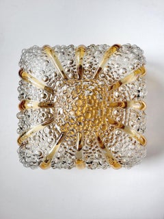 One of... German Vintage Glass Ceiling or Wall Light Flushmount Sconce, 1960s
