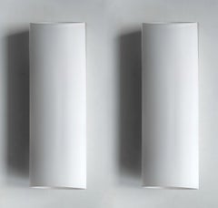 One of... German Vintage Sculptural Minimalist White Glass Wall Light Sconce