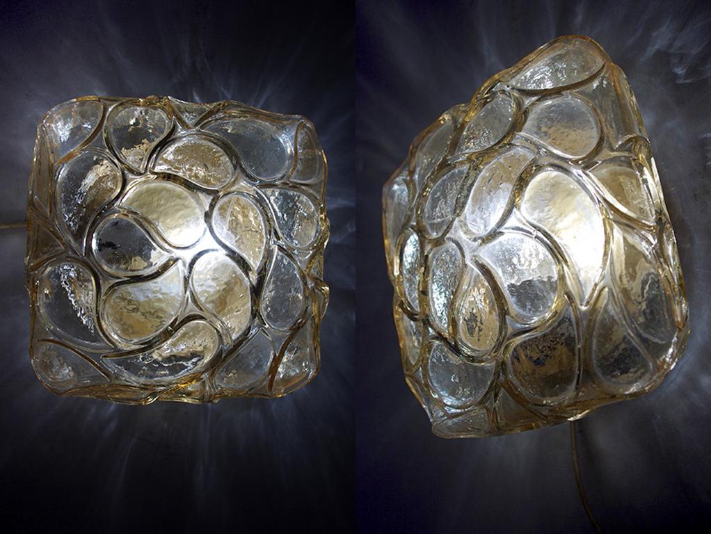 One of... Germany Vintage Glass Ceiling or Wall Light Flush Mount, 1960s In Good Condition In Berlin, DE