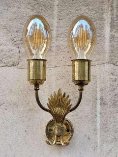 One of... Italian Vintage Sculptural Brass Sconce Wall Light, 1950s