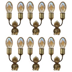 One of... Italian Vintage Sculptural Brass Sconce Wall Light, 1950s