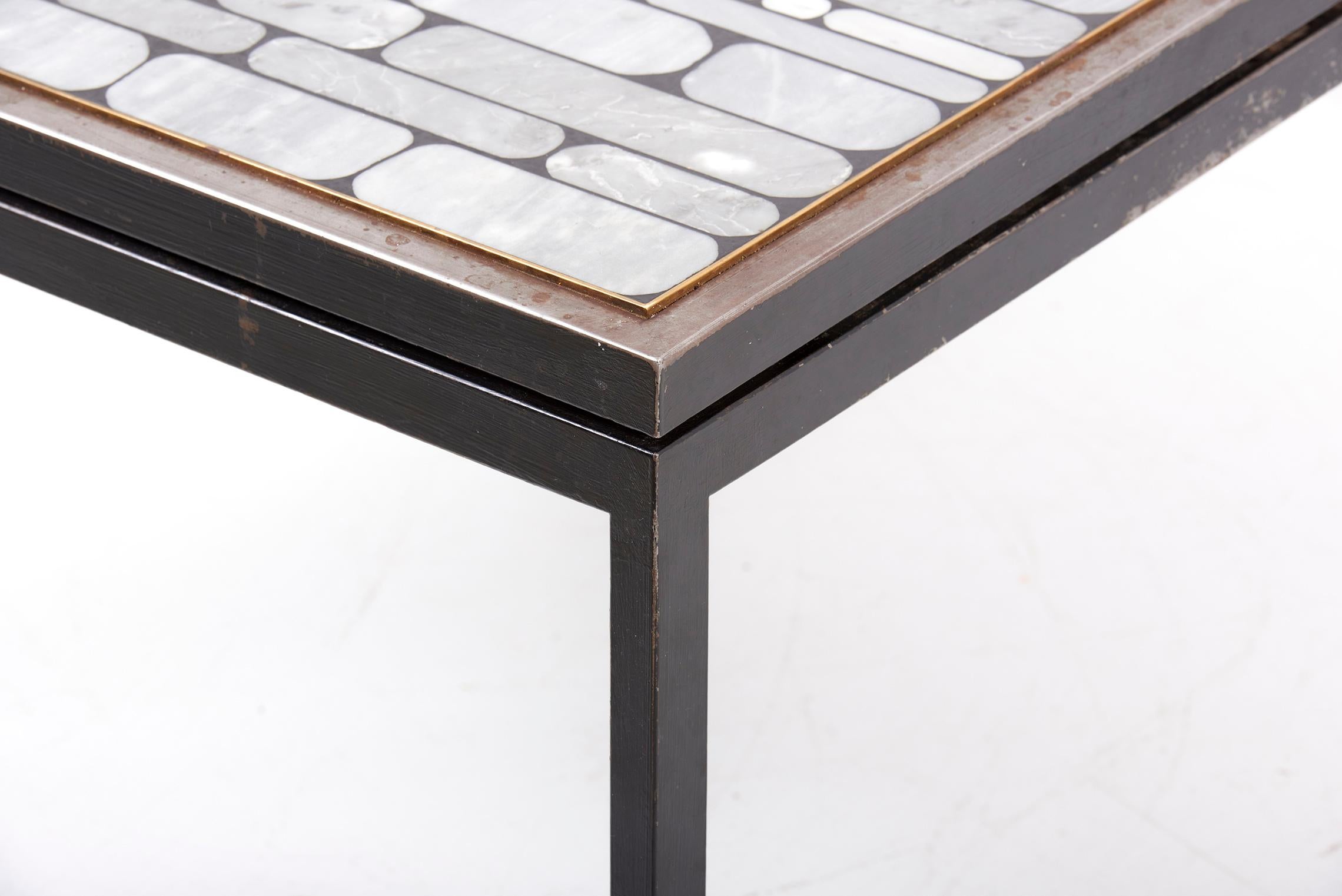 One of Kind Architectural Mosaic Coffee Table with Marble Inlays, Germany 1970s For Sale 6