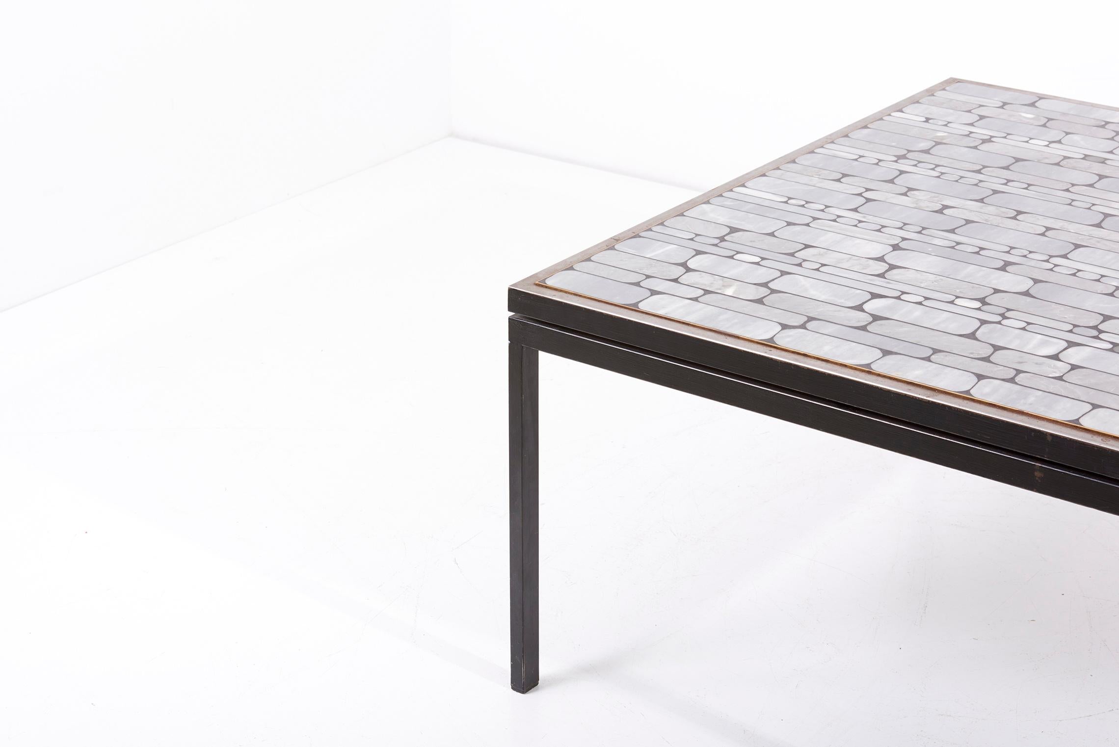 One of Kind Architectural Mosaic Coffee Table with Marble Inlays, Germany 1970s For Sale 2