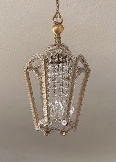 Austrian Beaded Glas Flower Lead Crystal Lantern, Rupert Nikoll, Austria 1950s