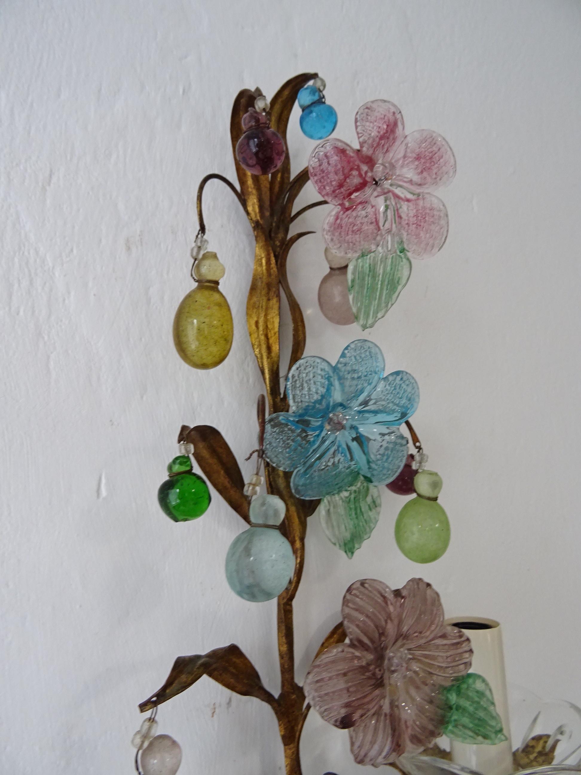  Appliques en verre de Murano colorées avec fleurs et gouttes, uniques en leur genre, vers 1930 en vente 4