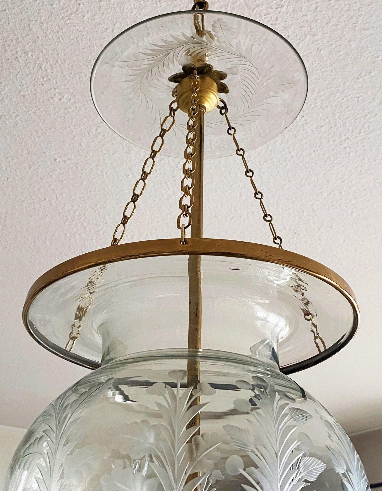French Art Deco Cut Glass Brass Three-Light Chaptel Lantern 1910s For Sale 8
