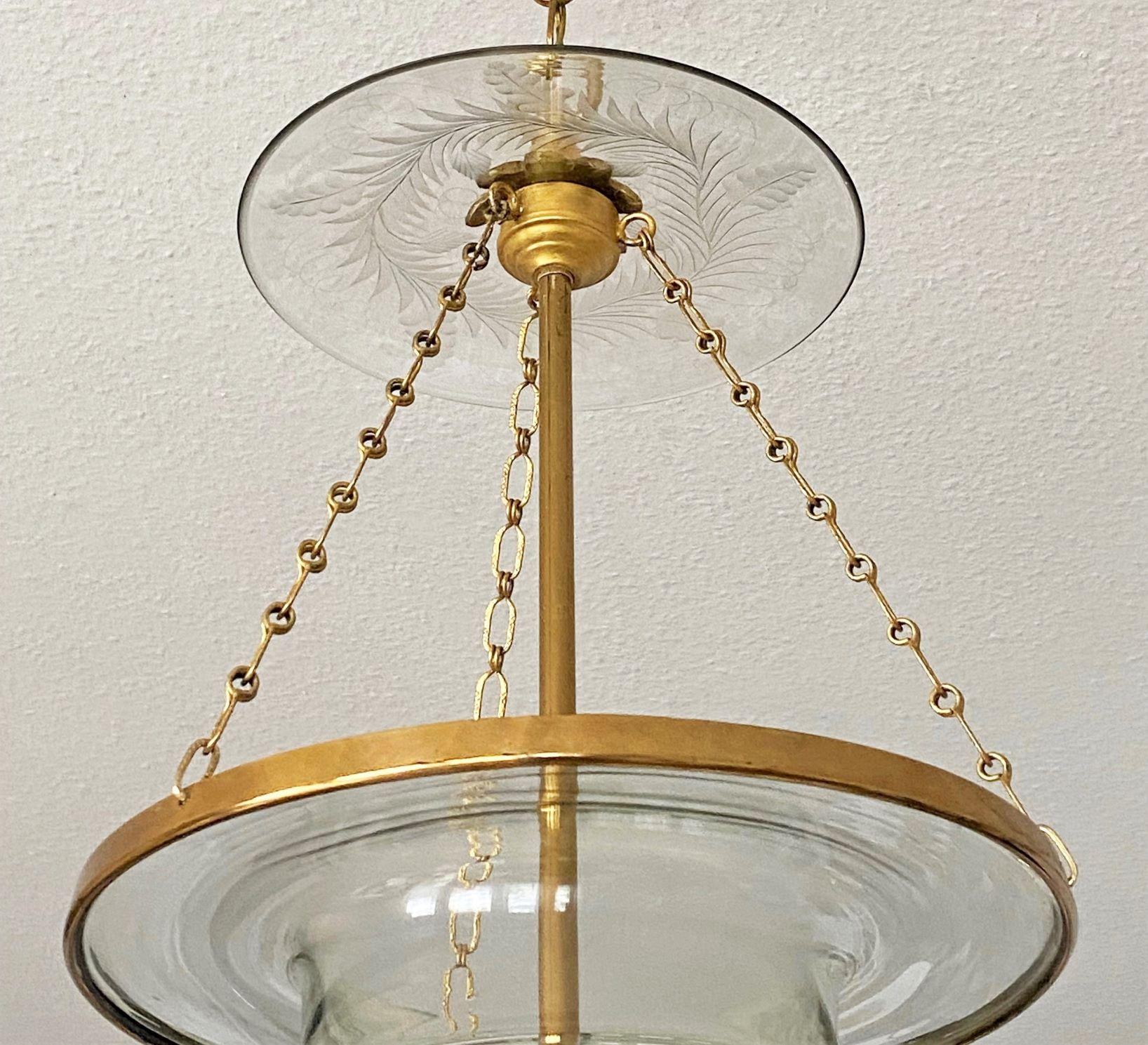 French Art Deco Cut Glass Brass Three-Light Chaptel Lantern 1910s For Sale 9