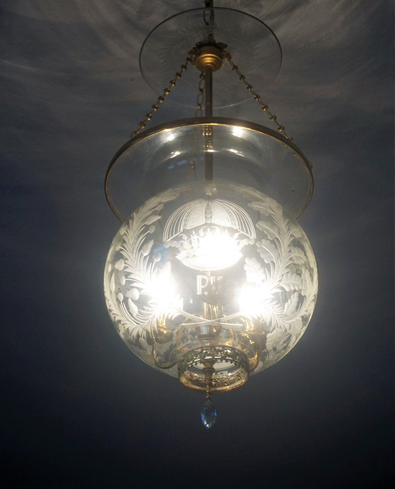 Französisches Art Deco Glas Messing Drei-Licht Chaptel Laterne 1910s im Angebot 9
