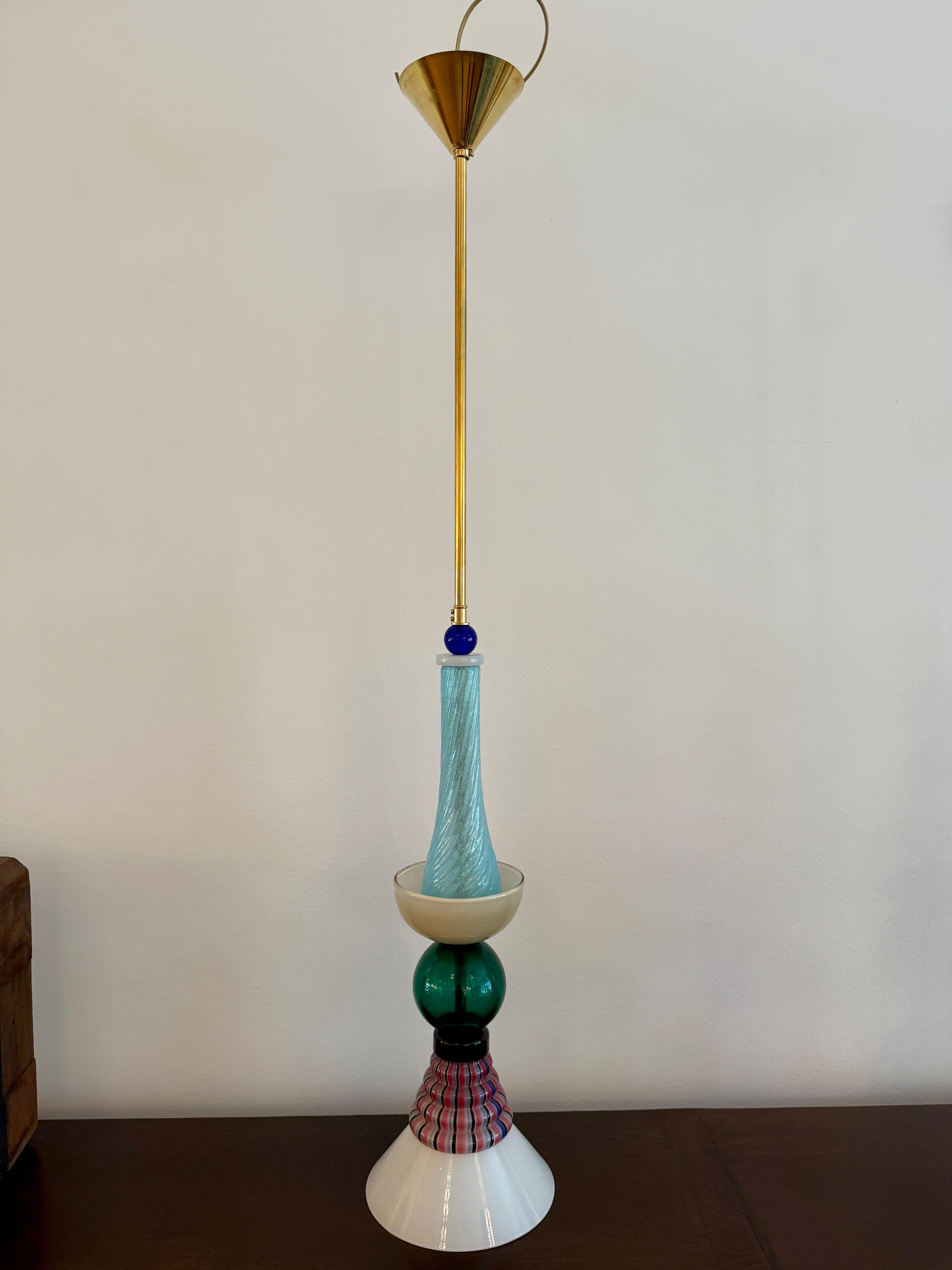 Post-Modern One-of-Kind Murano Pendant Light Fixture For Sale