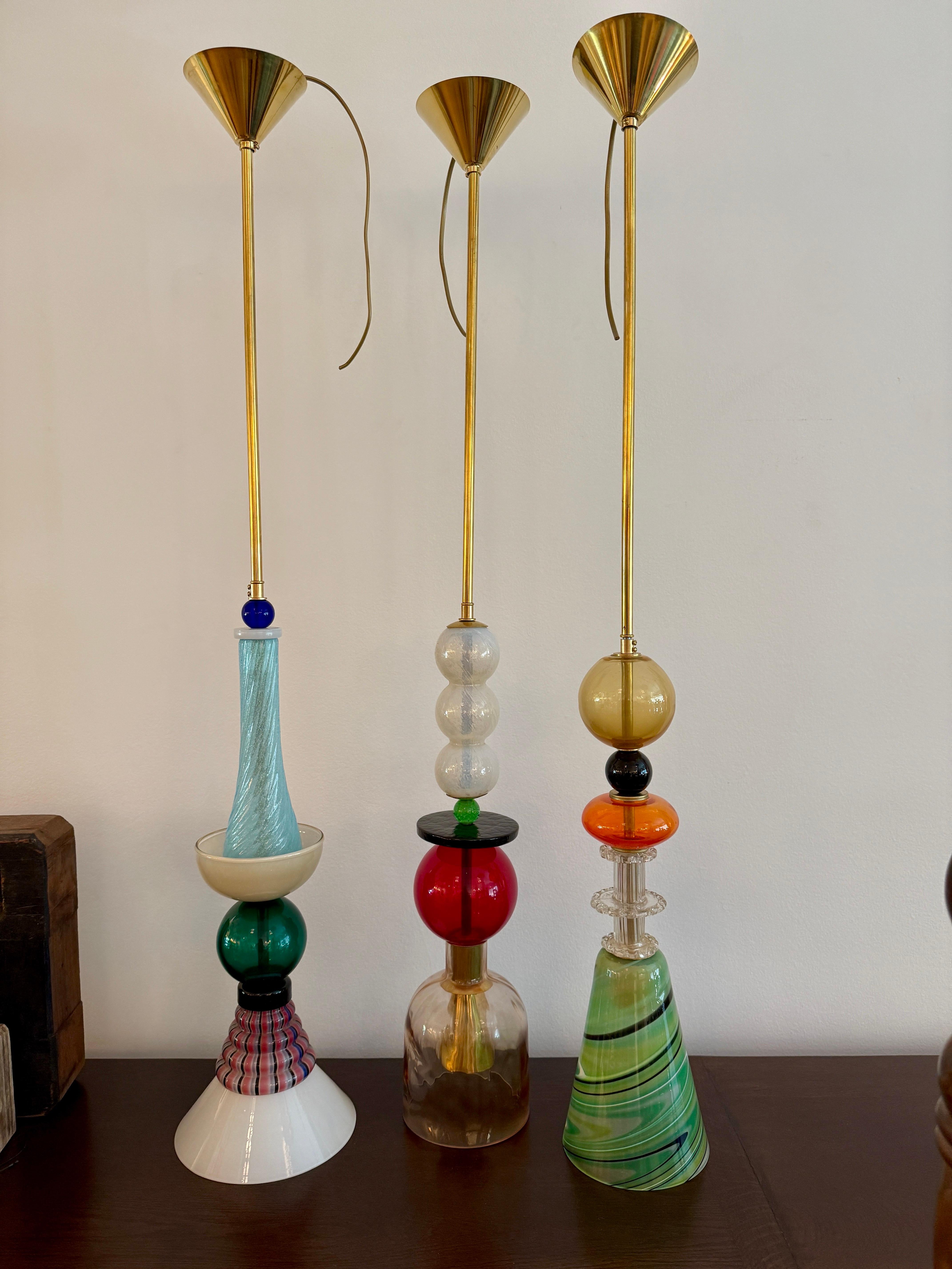 One-of-Kind Murano Pendant Light Fixture In Good Condition For Sale In North Miami, FL
