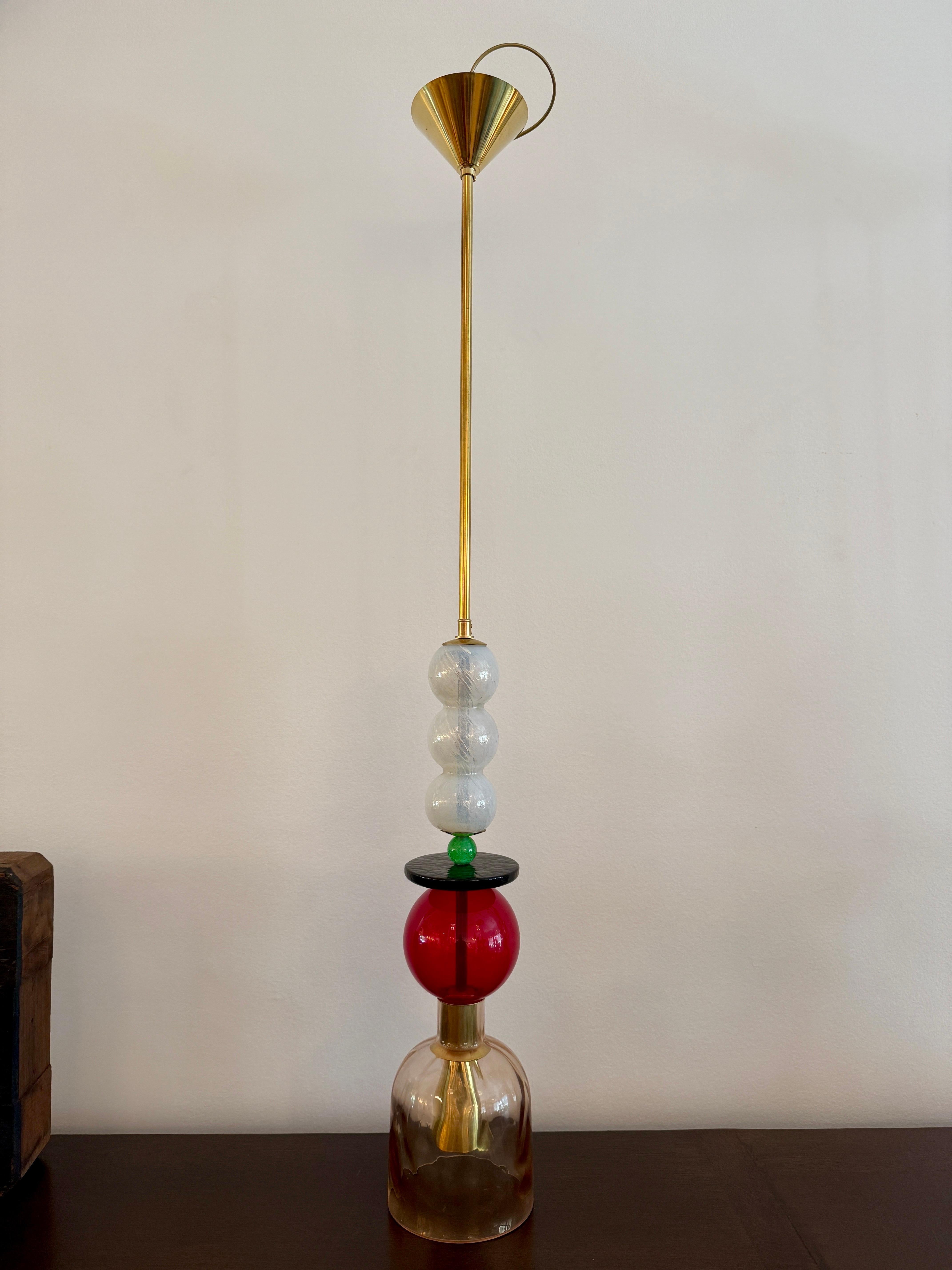 One-of-Kind Murano Pendant Light Fixture In Good Condition For Sale In North Miami, FL