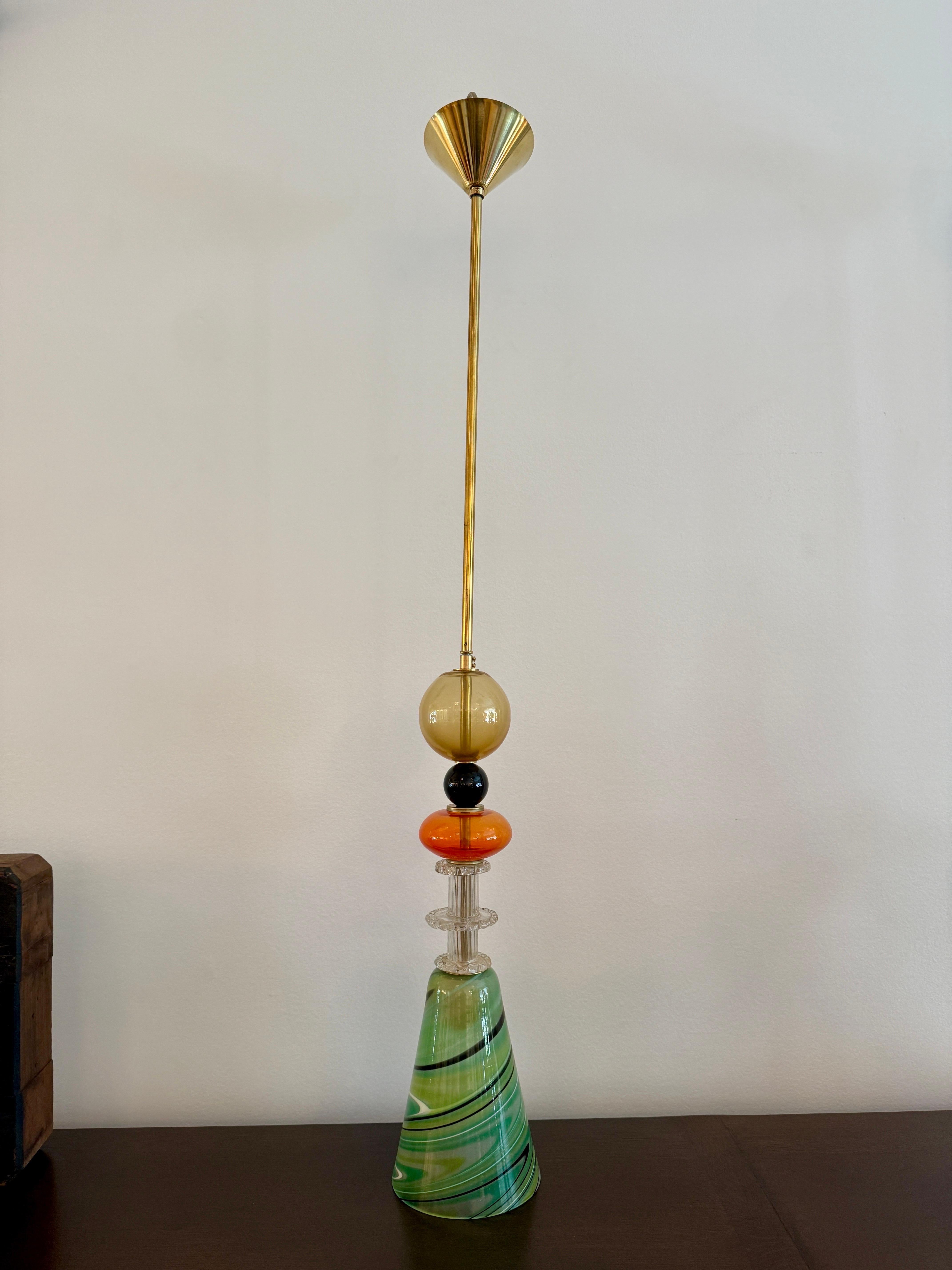 Contemporary One-of-Kind Murano Pendant Light Fixture For Sale