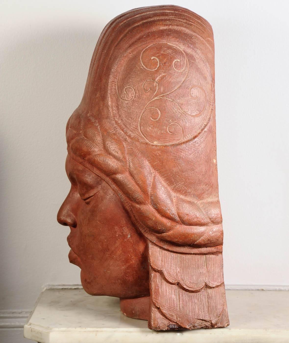 Terracotta One of Kind Sculpture by Marcel-André Bouraine For Sale