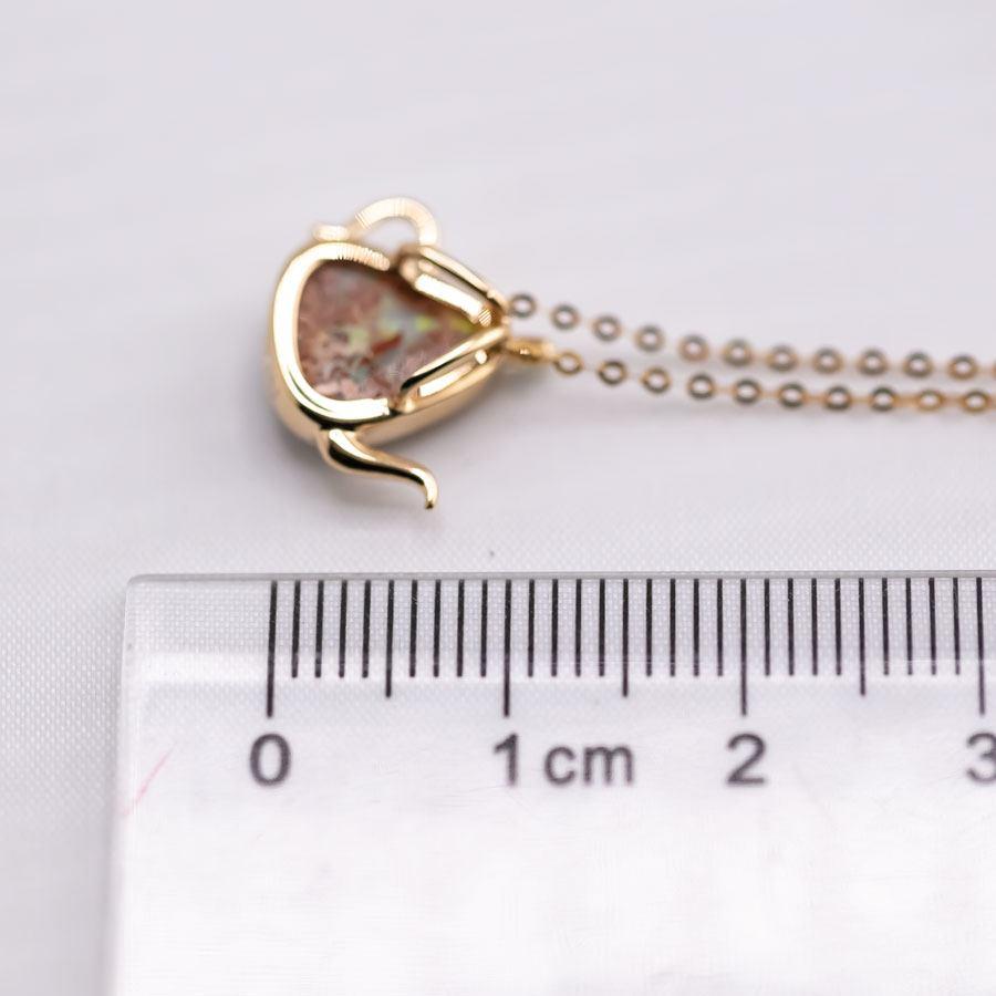 Collier Teapot Boulder Opal & Diamond, Tsavorite en or jaune 18 carats, unique en son genre Unisexe en vente