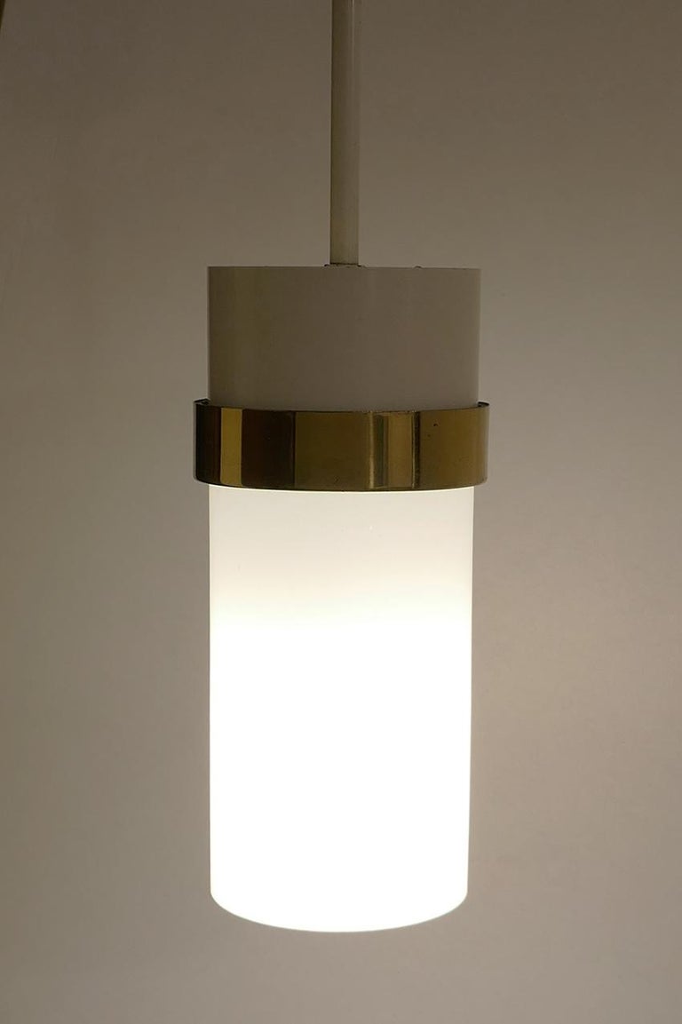 Lacquered One of ... Mid Century Vintage Glass and Metal Pendants Ceiling Lights, 1960s For Sale