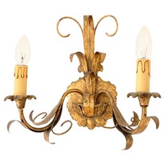 One of Four Toleware Italian Gilded Sconce Florentine Style, Italy, 1960s