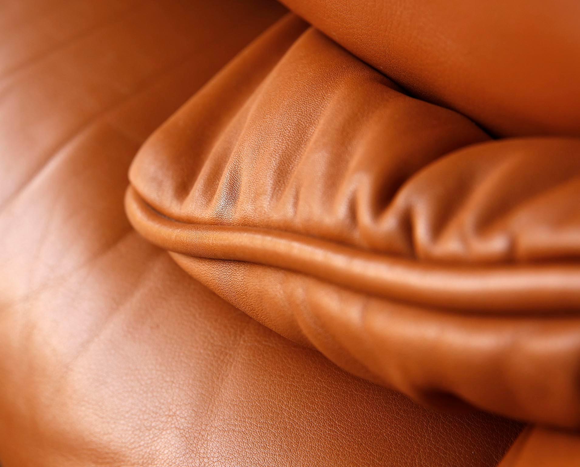 De Sede fauteuil de salon DS-14 en cuir et teck cognac, l'un des six en vente 2