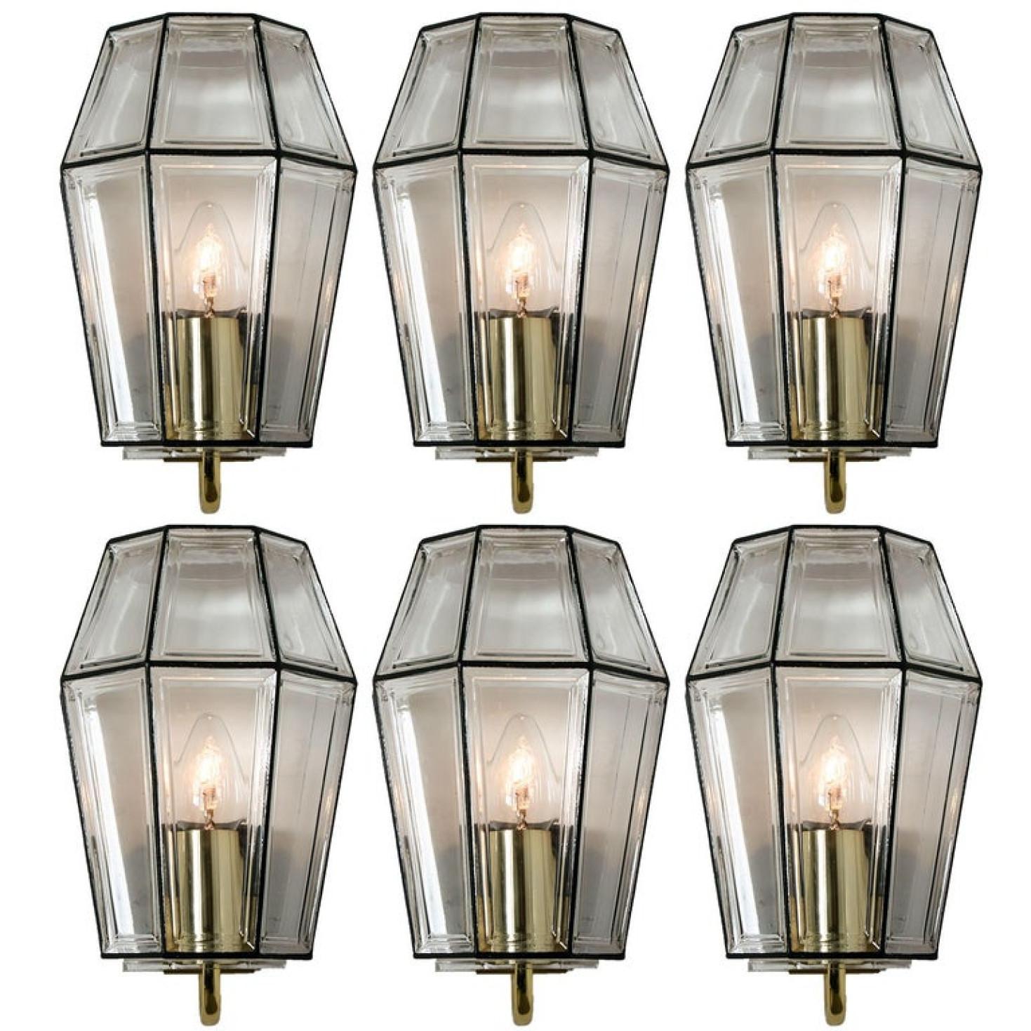 Mid-Century Modern One of Six Iron and Bubble Glass Sconces Wall Lamps by Limburg, 1960 For Sale