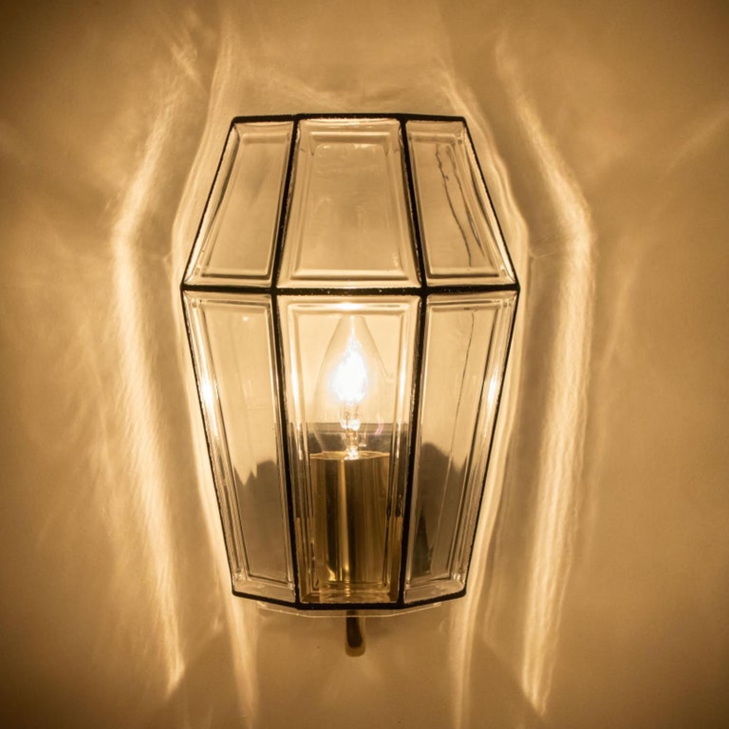 German One of Six Iron and Bubble Glass Sconces Wall Lamps by Limburg, 1960 For Sale