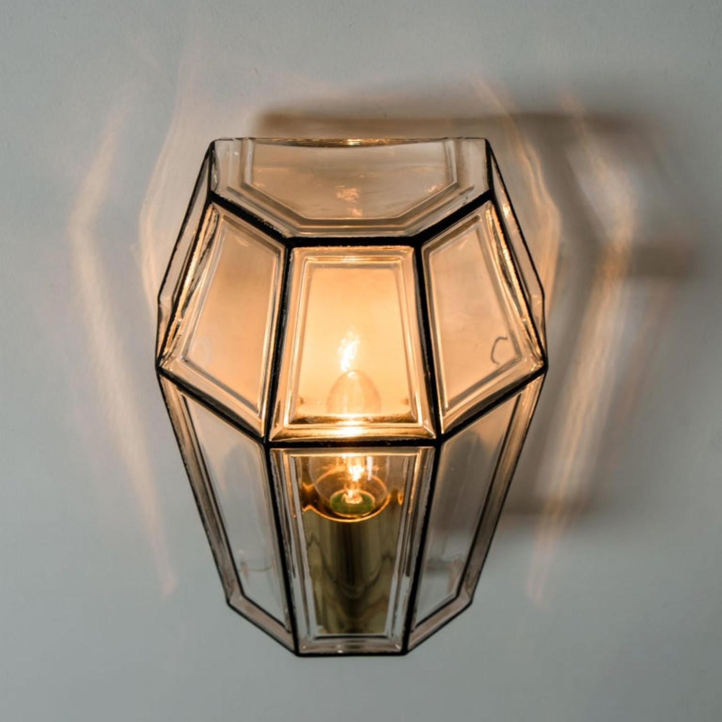 Mid-20th Century One of Six Iron and Bubble Glass Sconces Wall Lamps by Limburg, 1960 For Sale