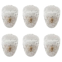 One of Six J.T. Kalmar Wall Lamps Sconces 'Vongola', Brass Textured Glass, 1960s