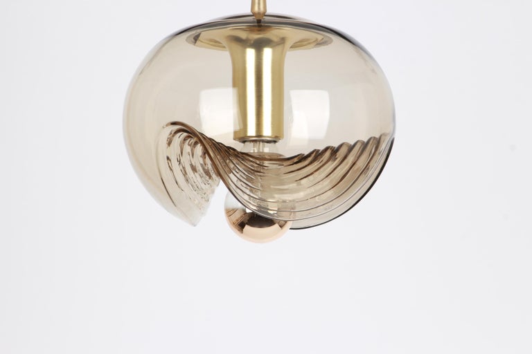1 of 10 Large Smoked Glass Pendant Light by Peill & Putzler, Germany, 1970s In Good Condition For Sale In Aachen, NRW